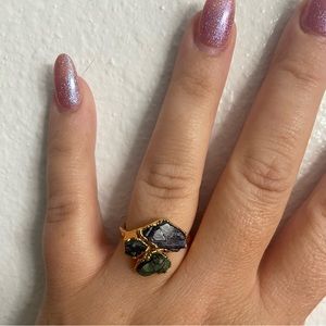 Little Sycamore Custom Rose Gold Sapphire Emerald Cluster Ring Size 9